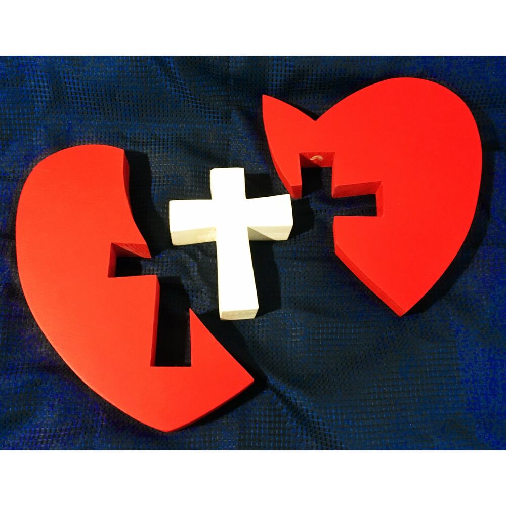 Handmade Jesus Cross and Heart Storytelling Puzzle Christian Sermon Homeschool